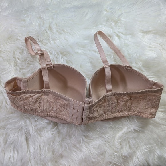 Torrid Curve Multi-Way Strapless Push‎ Up Bra Lace Trim Nude Beige Size 44C - Picture 4 of 8